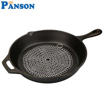 7 Inch Round Cast Iron Cleaner Premium Stainless Steel Chainmail Scrubber